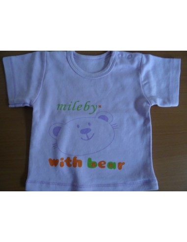 Tricou MiLeby alba cu ursulet imprimat in fata