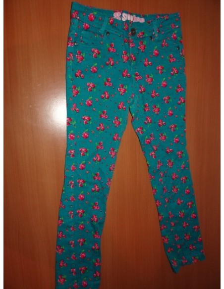 Pantaloni albastrii cu floricele