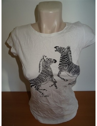 Tricou alb dama imprimeu zebra