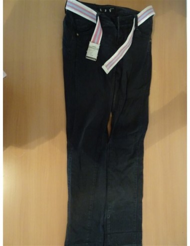 Pantalon lung blug negru dama curea...