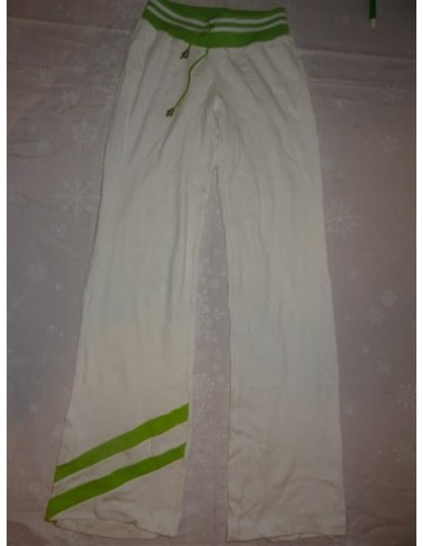 Pantalon sport alb cu verde fetita