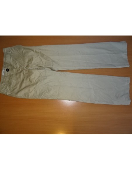 Pantaloni Mango Basic bej cu nasturi