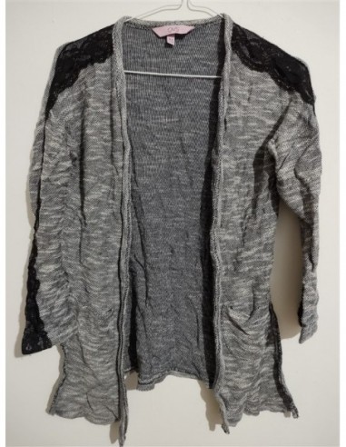 Bluza gri tip cardigan cu dantela...