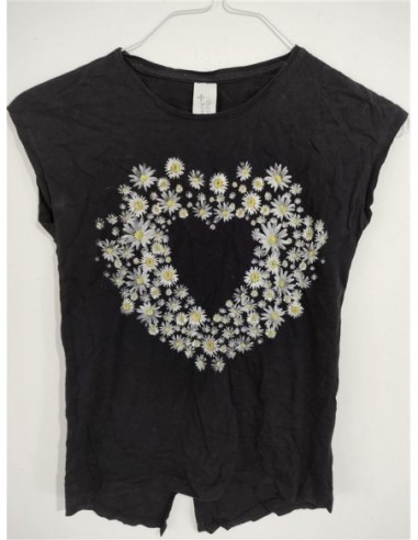 Tricou negru fara maneci cu floricele...