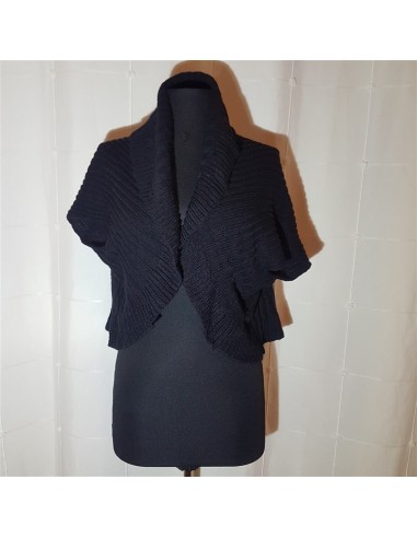 Cardigan negru tricotat cu guler