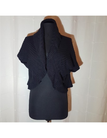 Cardigan negru tricotat cu guler