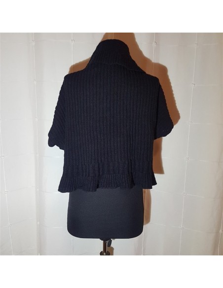 Cardigan negru tricotat cu guler