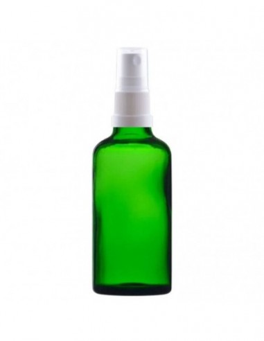 Recipient cosmetic verde 50 ml cu spray alb