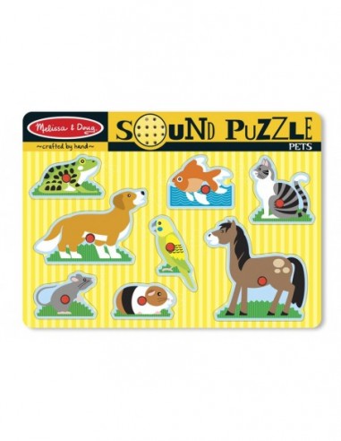 Puzzle de lemn cu sunete Animale de...