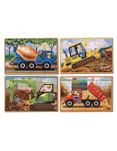 Set 4 puzzle lemn in cutie Vehicule...