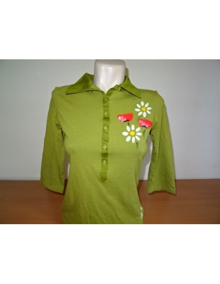 Bluza verde dama pictata manual