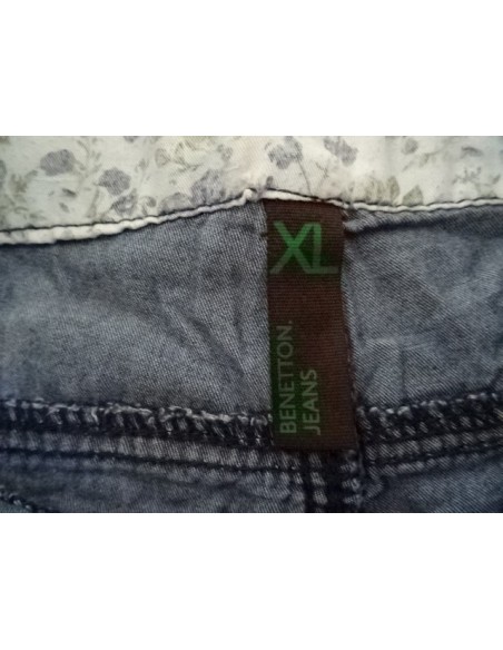 Pantaloni scurti jeans fete cu talie inalta si dantela Benetton Jeans