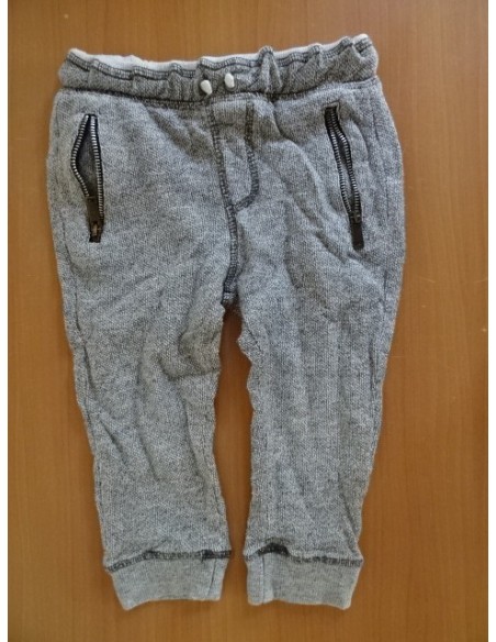 Pantaloni casual gri cu snur si buzunare cu fermoar