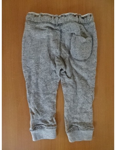 Pantaloni casual gri cu snur si buzunare cu fermoar