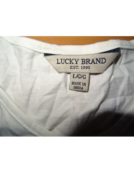 Tricou alb cu desen tribal si umerii goi Lucky brand