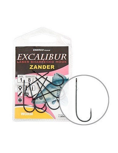 Carlige Excalibur Zander Worm, 8buc/plic