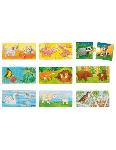 Set de 9 puzzleuri Animalele si puii lor