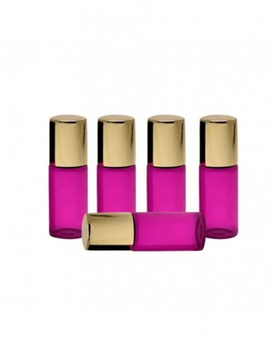 Set 5 recipiente cosmetice roll-on 3ml, roz si auriu