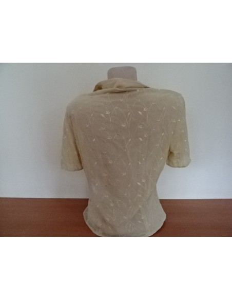 Bluza dama crem cu mane ca scurta si imprimeu  GALEXCOLLECTION