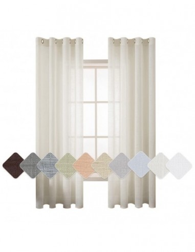 MIULEE Set de 2 Perdele Voile alb fildes