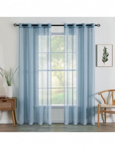 MIULEE Set de 2 Perdele Voile Dusty Blue