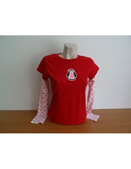 Bluza rosie cu maneci albe  dama