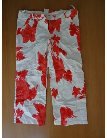 Pantaloni albi cu imprimeu floral In Love