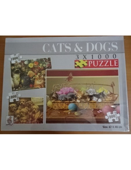 Puzzle Pisicute si Catei - 3 x 1000 piese