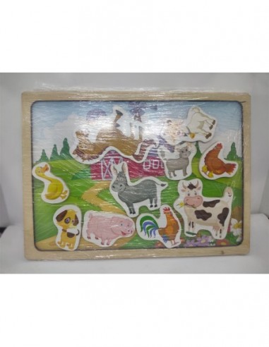 Puzzle din lemn cu animalute de la ferma