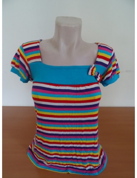 Tricou multicolor cu fundita